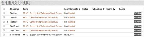 Reference Check Status List 
